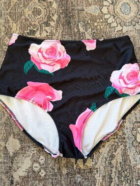 2 Swim Bottoms- Floral and Striped • size medium
